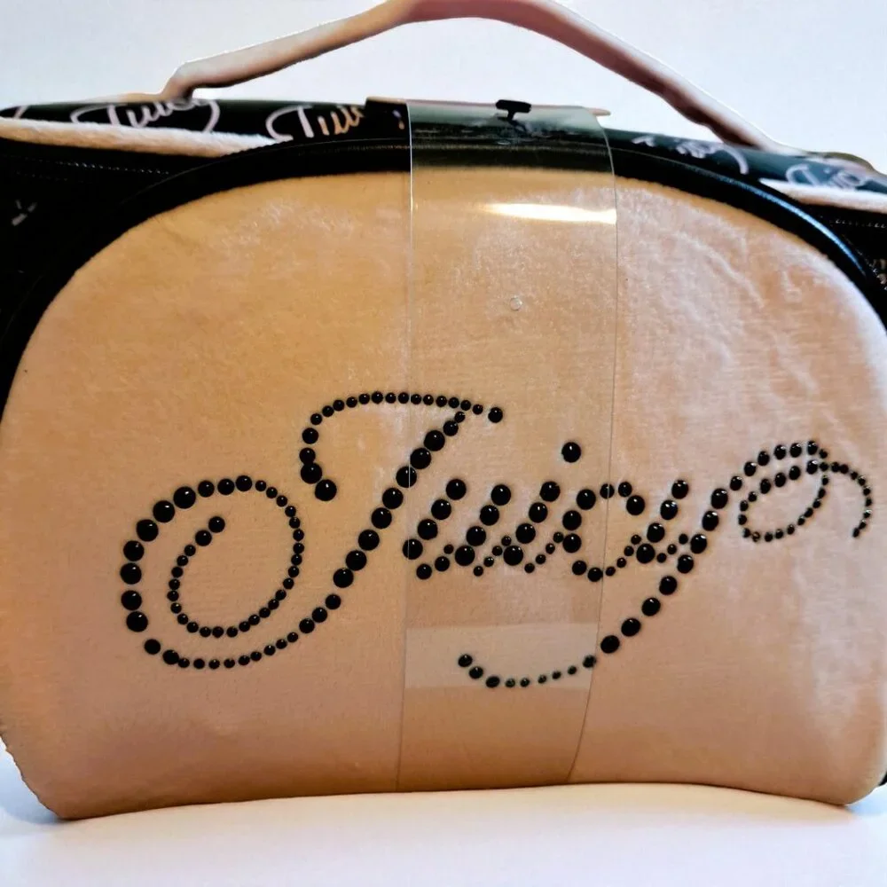 Juicy Couture Pink and Black Train Case Makeup Bag Set NWT